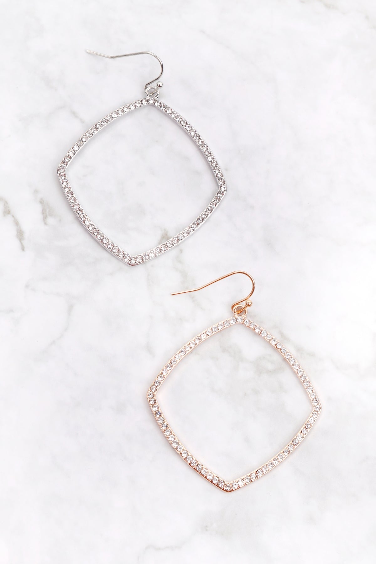 ZIRCONIA POLYGON DROP EARRINGS