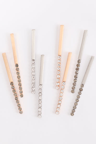 BAR INLINE RHINESTONE POST EARRINGS