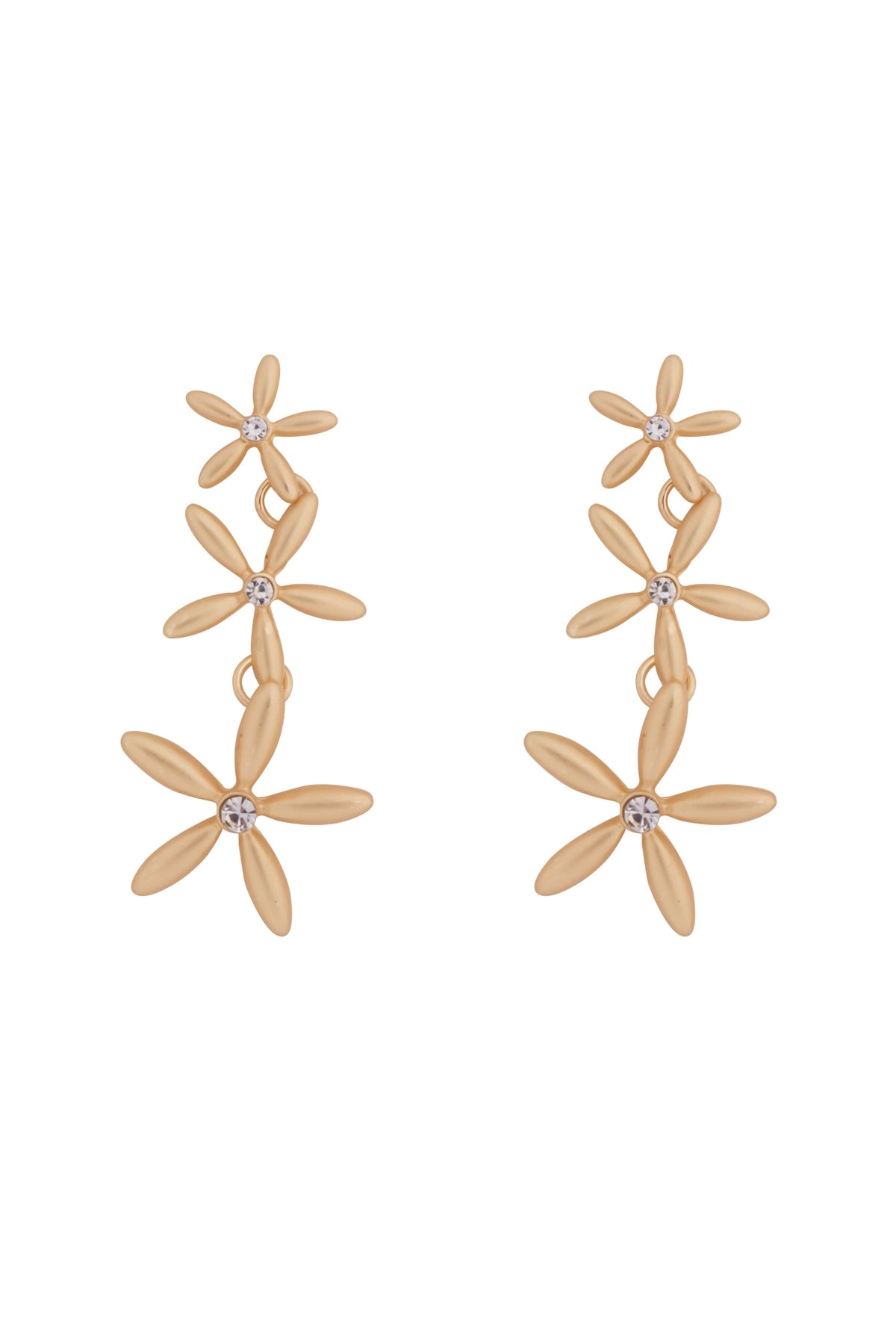 3 FLOWER LINK DROP EARRINGS