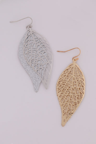 CAST LEAF DROP EARRINGS