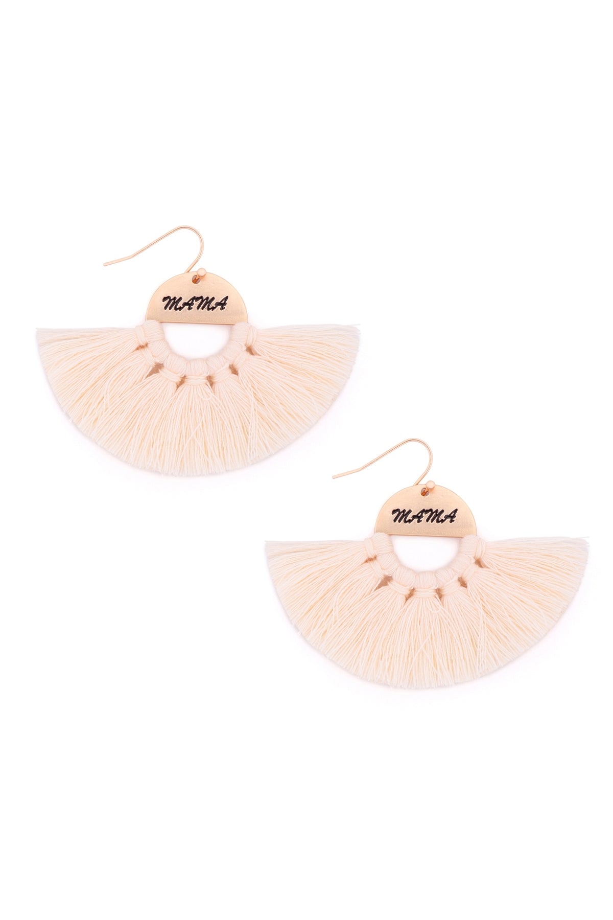 MAMA ETCHED FAN TASSEL EARRINGS