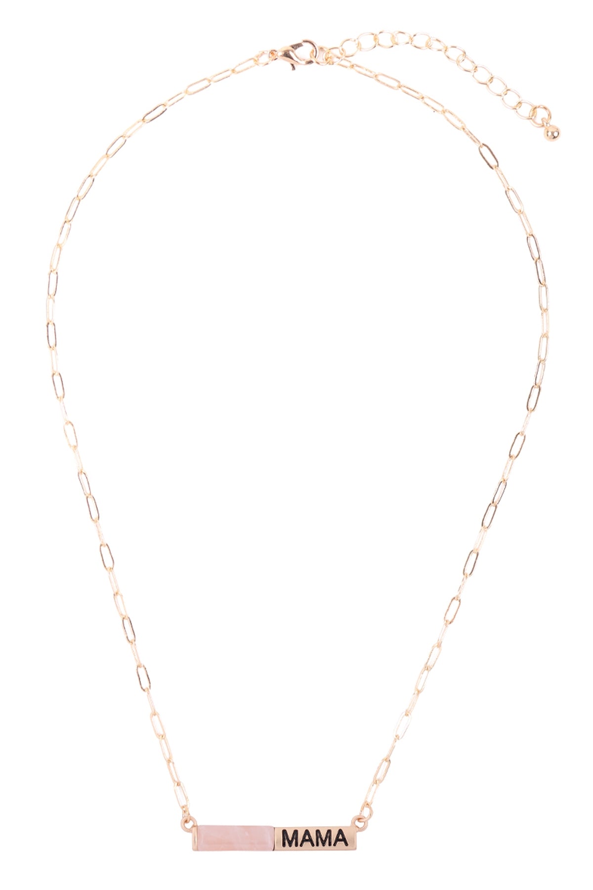 "MAMA" HALF NATURAL STONE HALF METAL NECKLACE