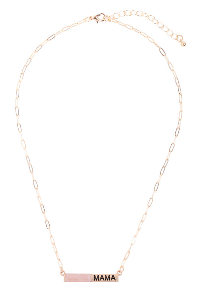 "MAMA" HALF NATURAL STONE HALF METAL NECKLACE