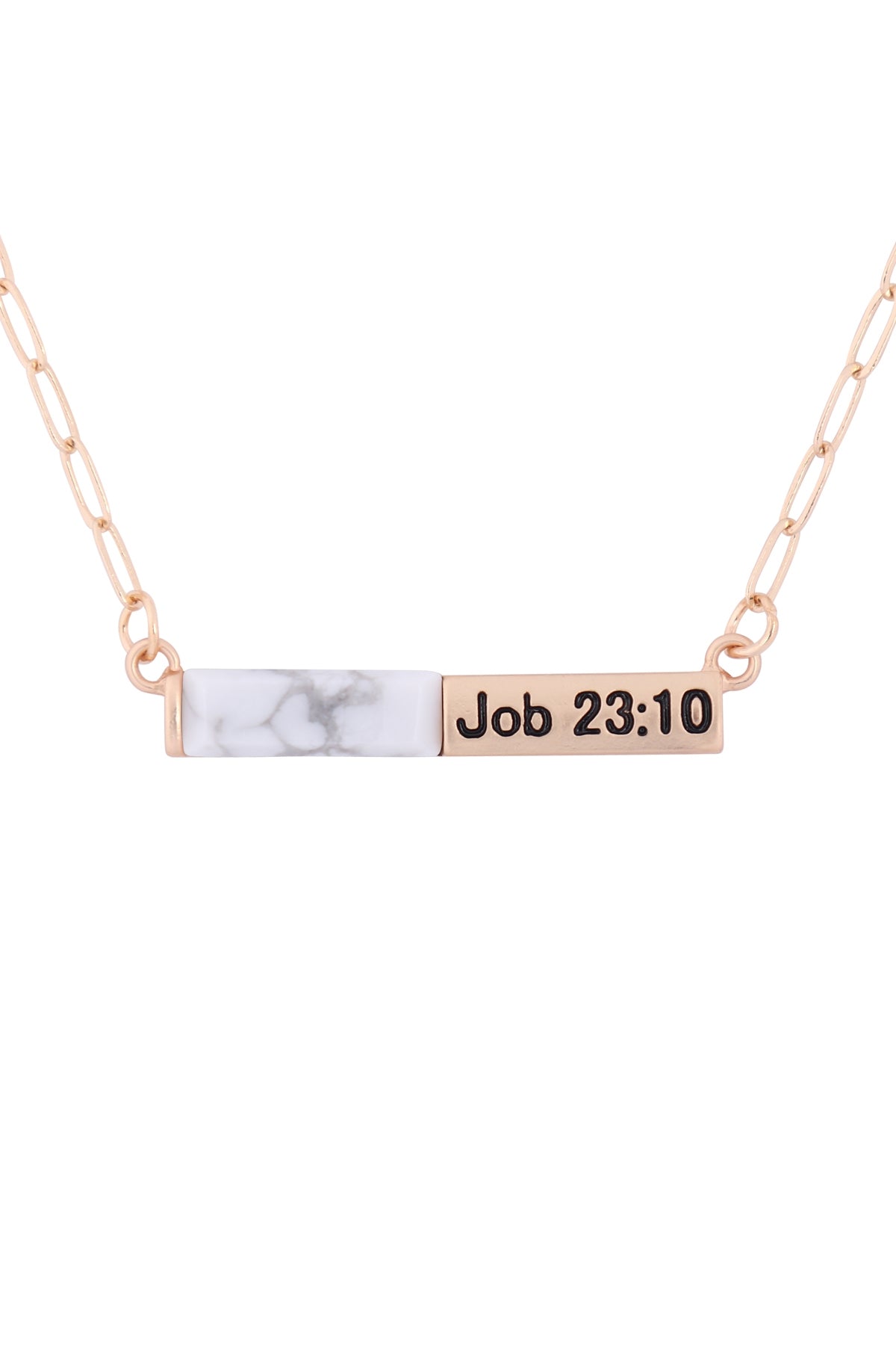 JOB 23:10 HALF NATURAL STONE HALF METAL NECKLACE