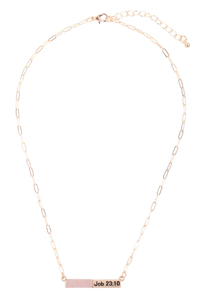 JOB 23:10 HALF NATURAL STONE HALF METAL NECKLACE