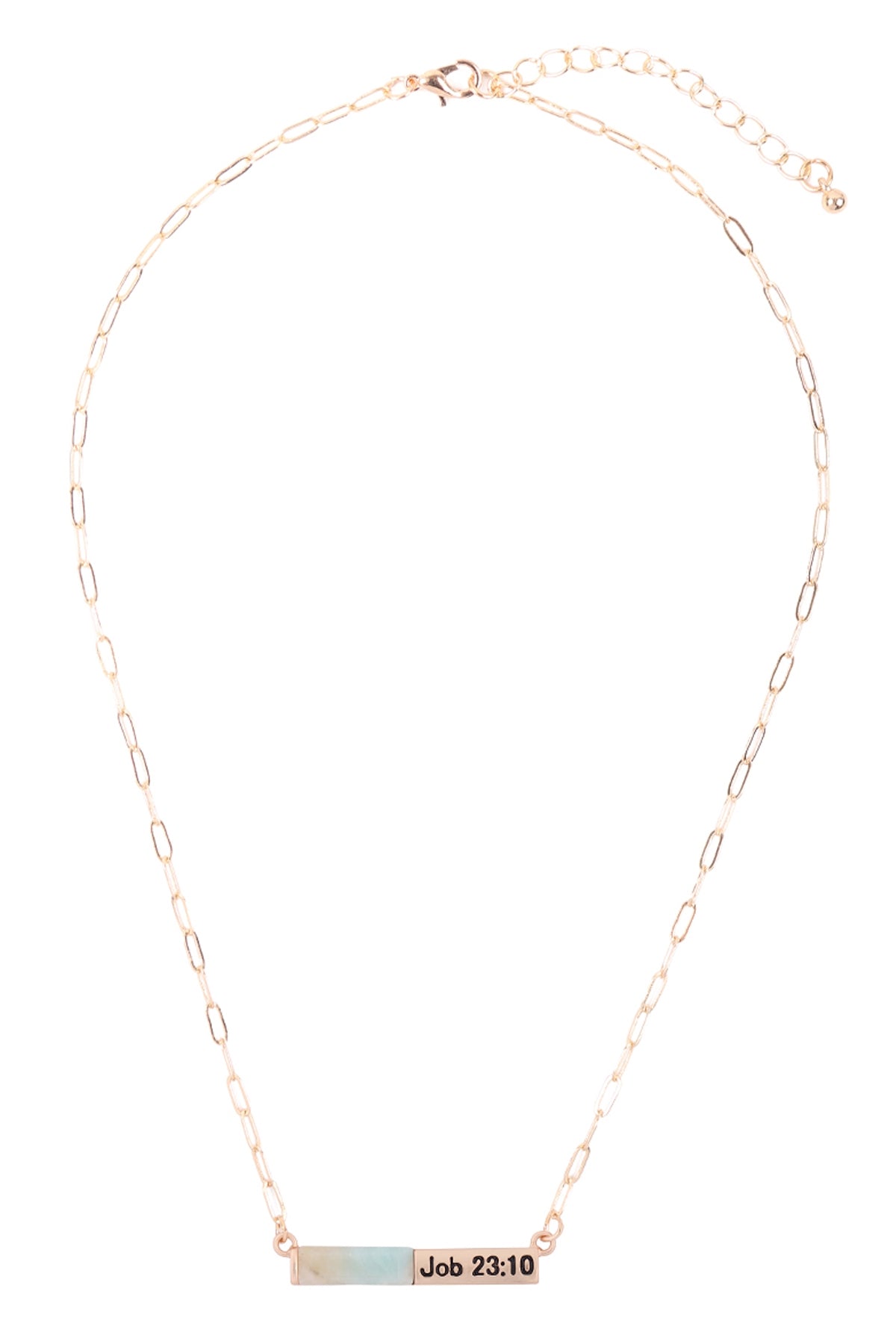 JOB 23:10 HALF NATURAL STONE HALF METAL NECKLACE