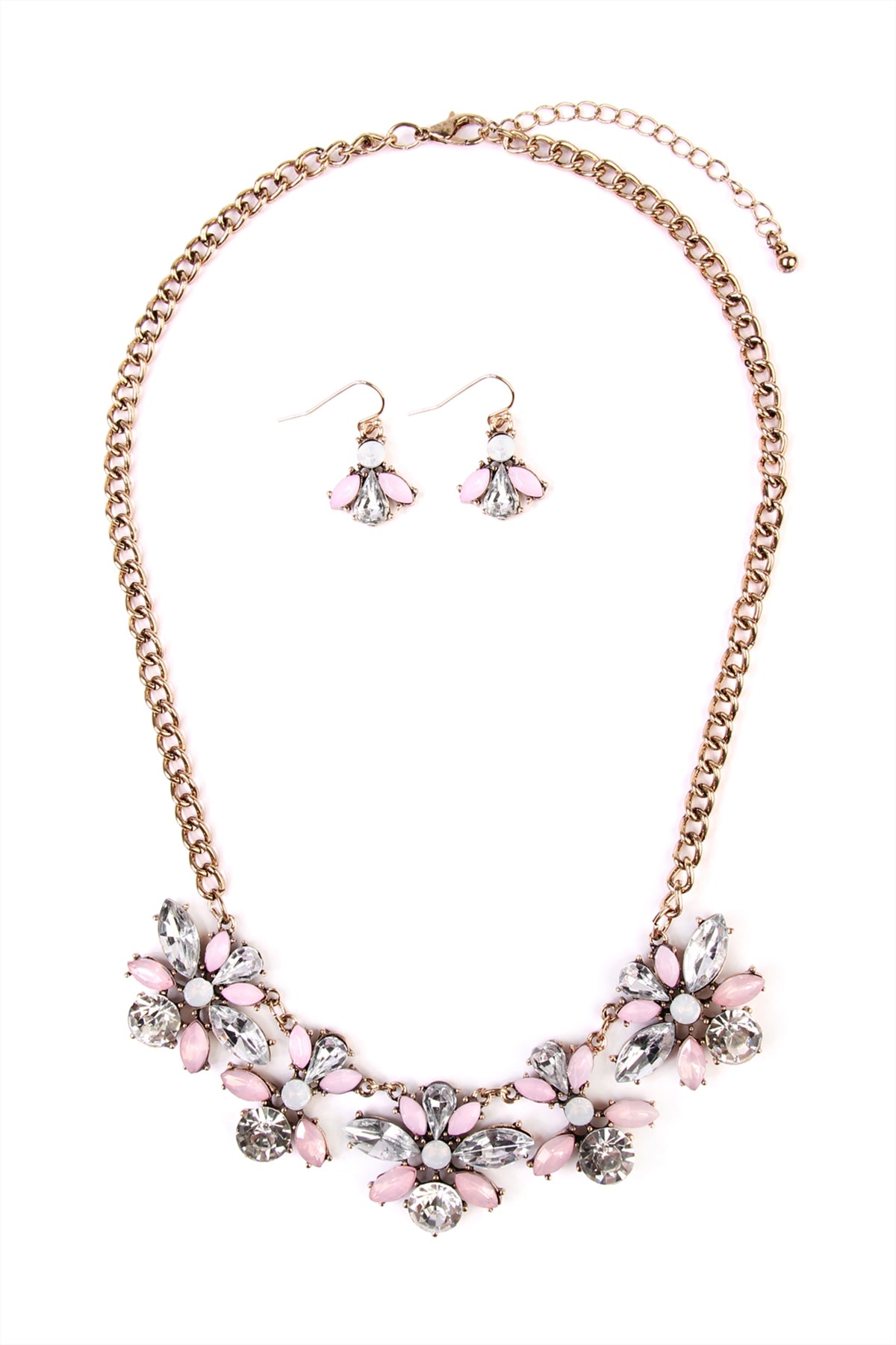 ACRYLIC FLOWER STATEMENT NECKLACE AND EARRING SET