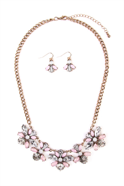 ACRYLIC FLOWER STATEMENT NECKLACE AND EARRING SET