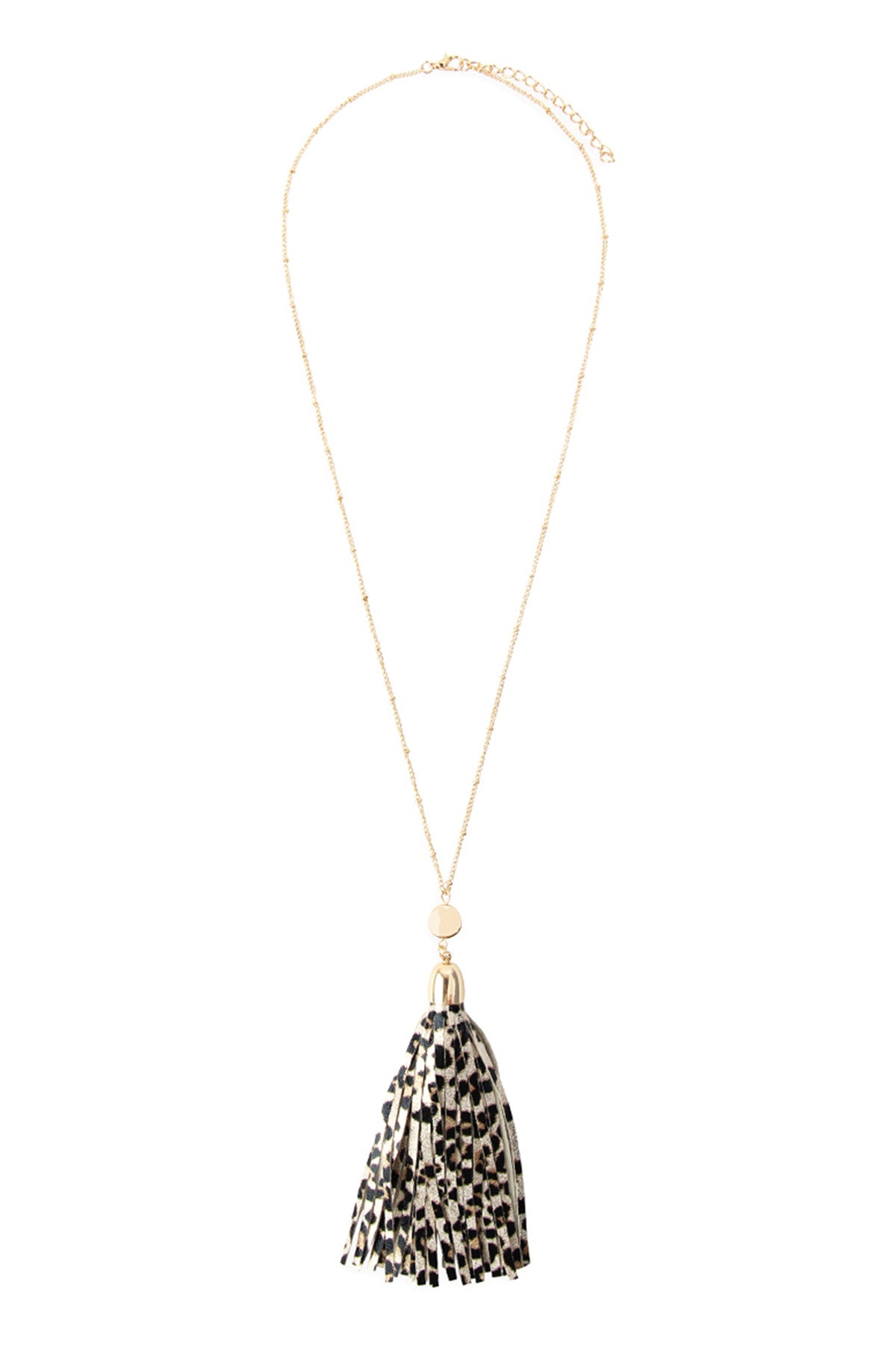 SKIN PRINTED LEATHER TASSEL NECKLACE