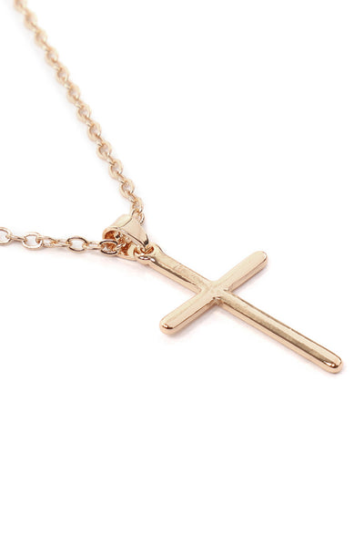 ROSE GOLD CROSS PENDANT CHAIN NECKLACE/6PCS