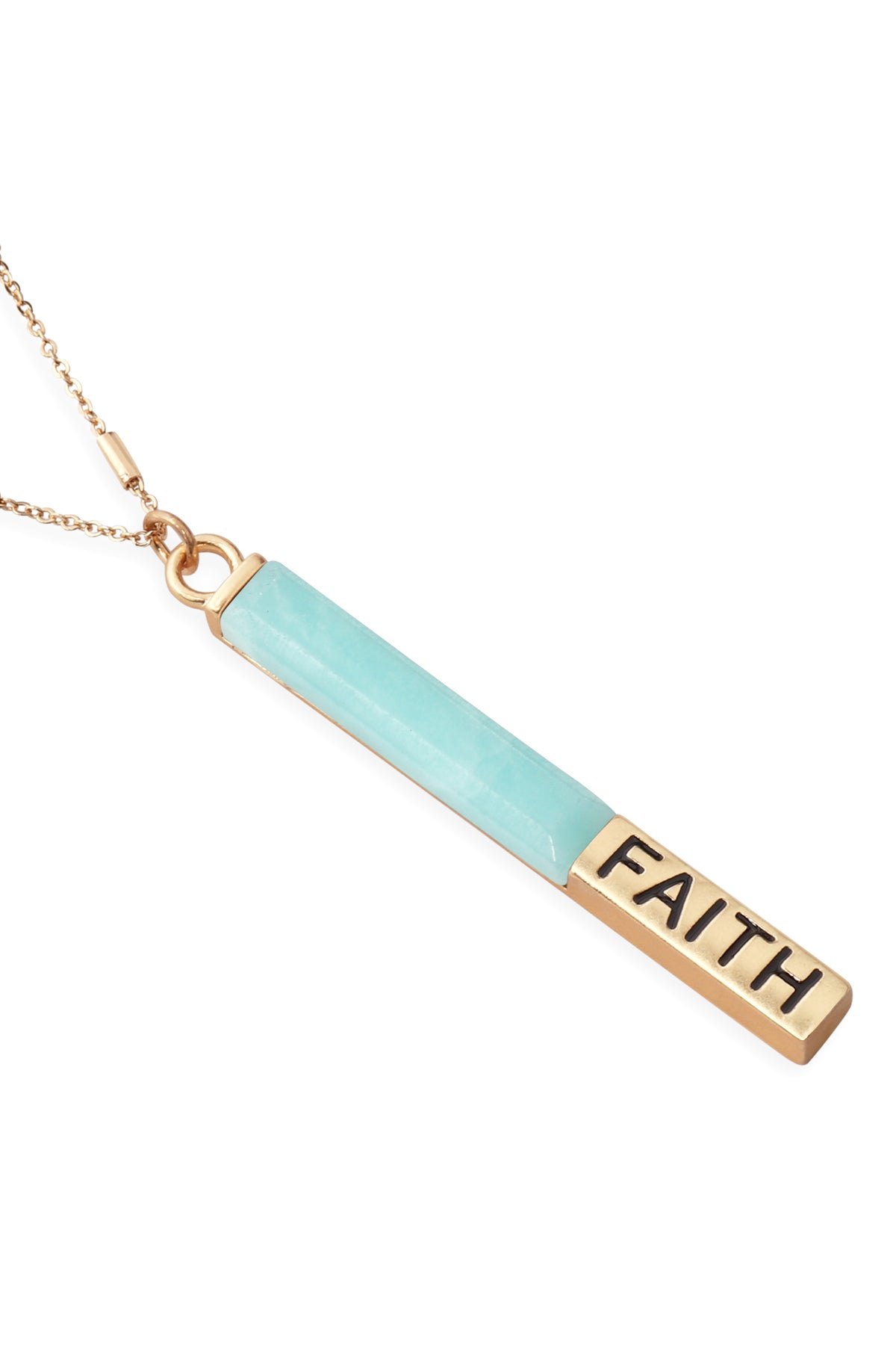 NATURAL STONE FAITH PENDANT BAR NECKLACE