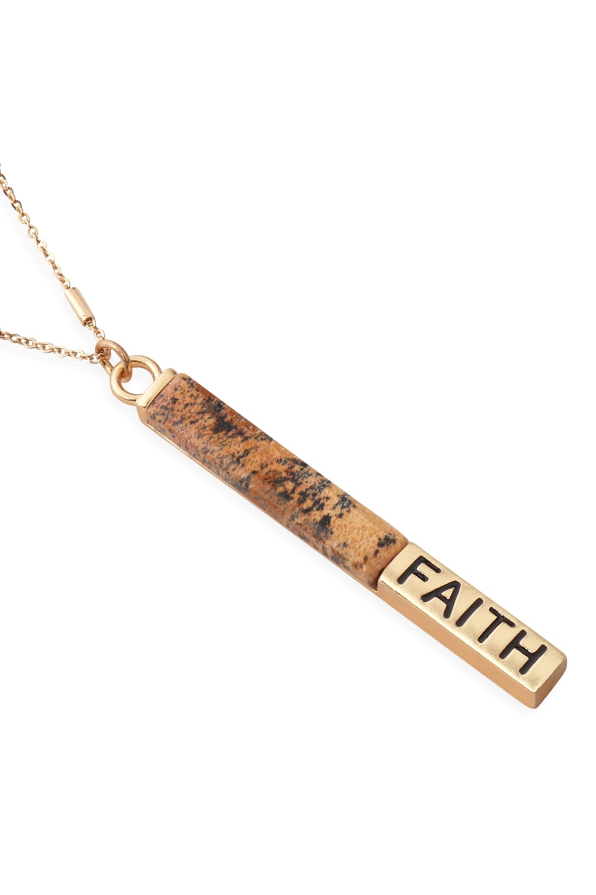 NATURAL STONE FAITH PENDANT BAR NECKLACE