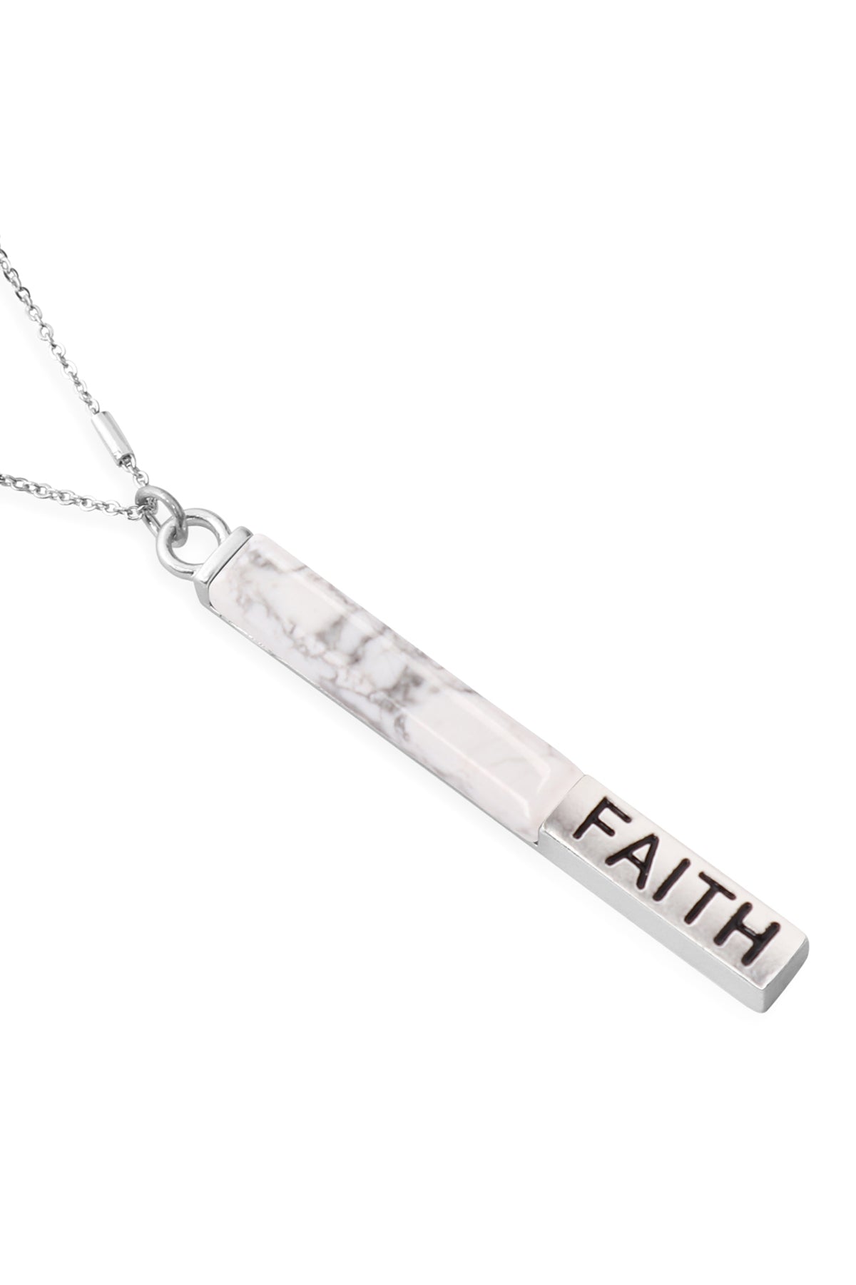 NATURAL STONE FAITH PENDANT BAR NECKLACE