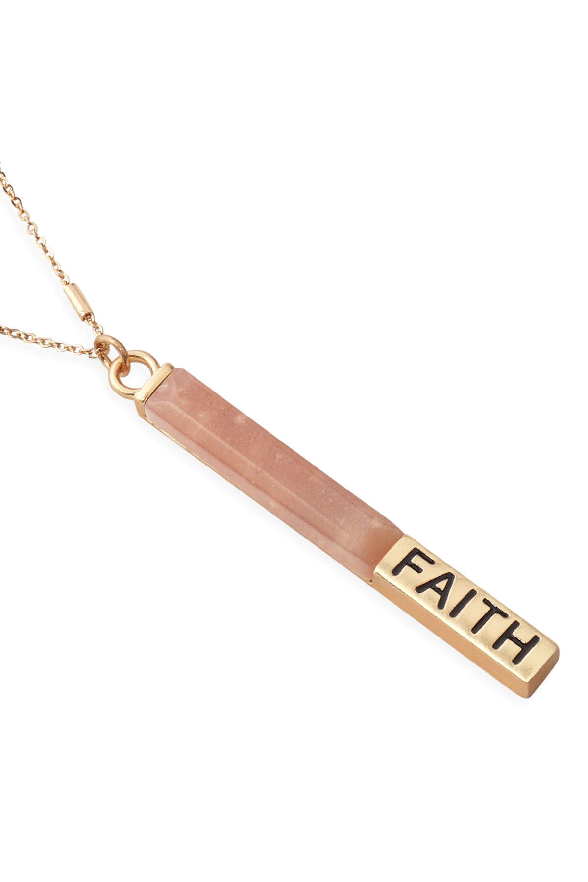 NATURAL STONE FAITH PENDANT BAR NECKLACE