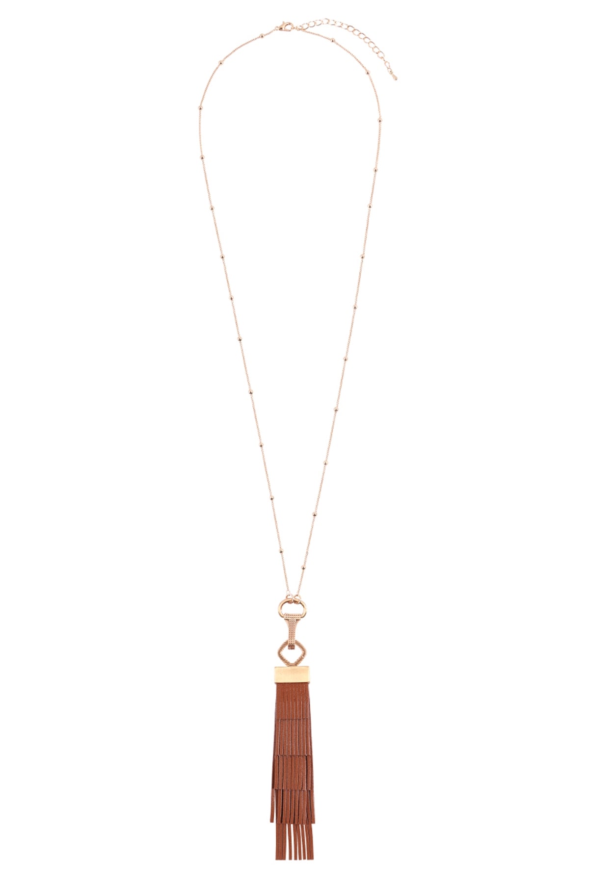 LAYERED LEATHER TASSEL PENDANT NECKLACE