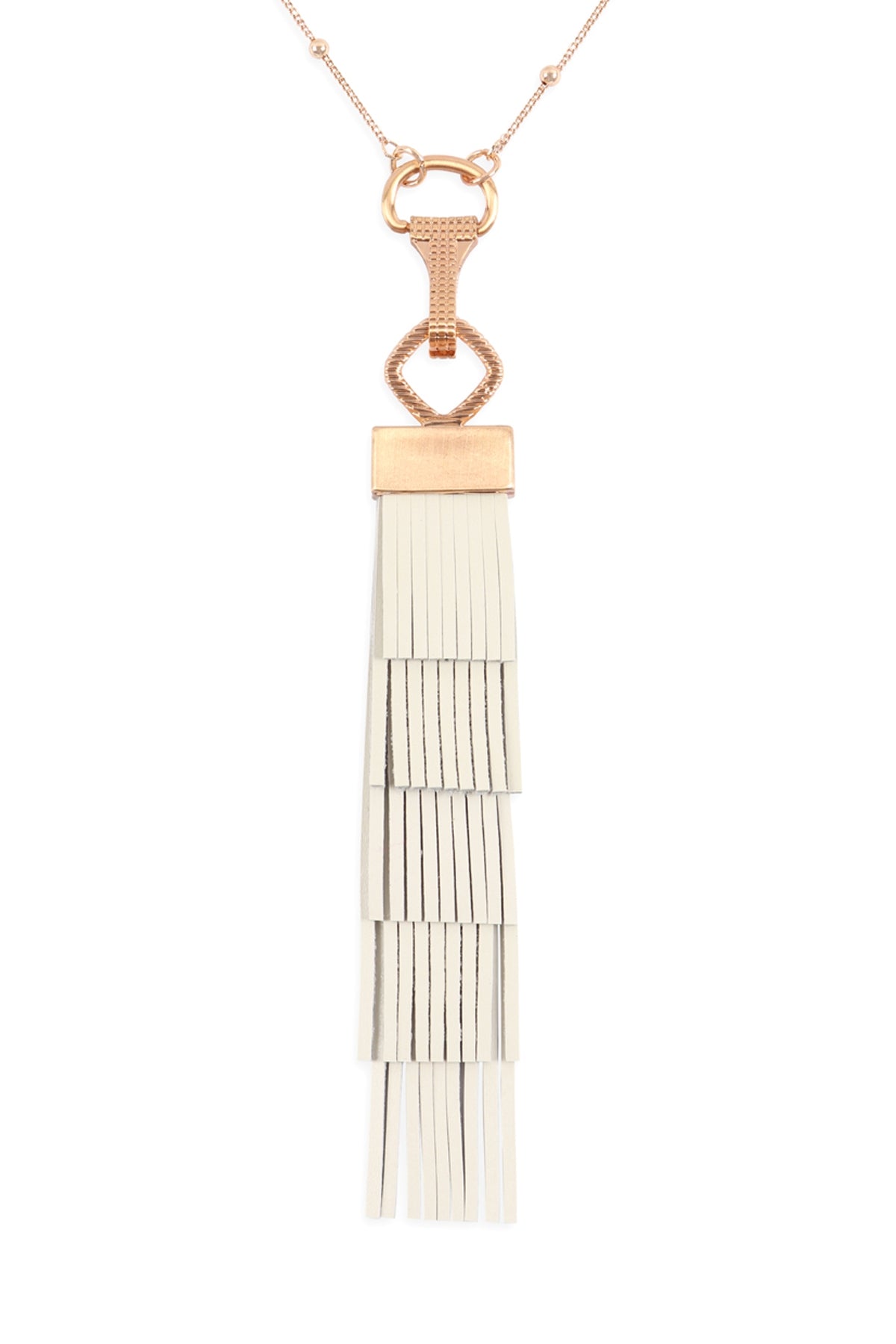 LAYERED LEATHER TASSEL PENDANT NECKLACE