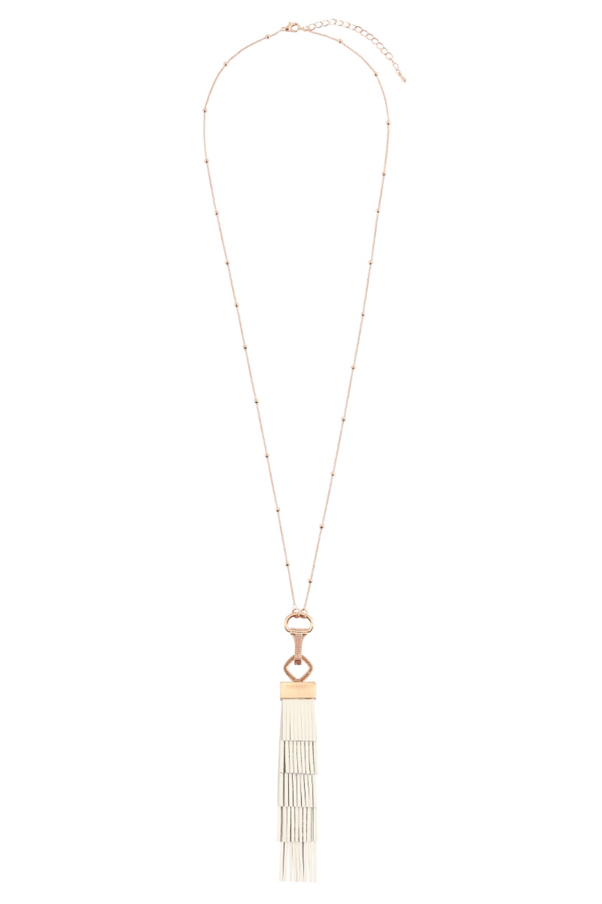 LAYERED LEATHER TASSEL PENDANT NECKLACE