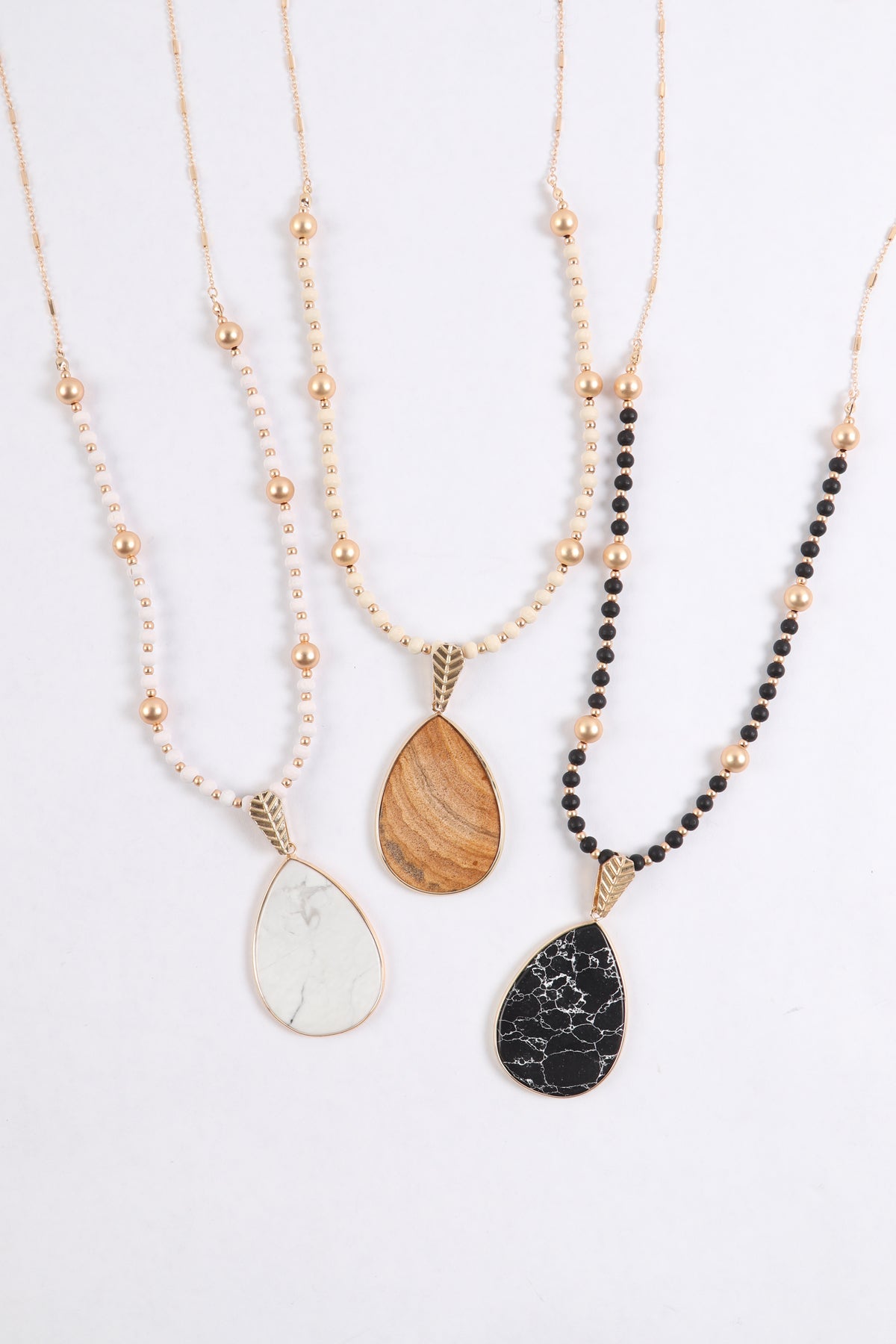 PEARSHAPE FACETED STONE PENDANT NECKLACE