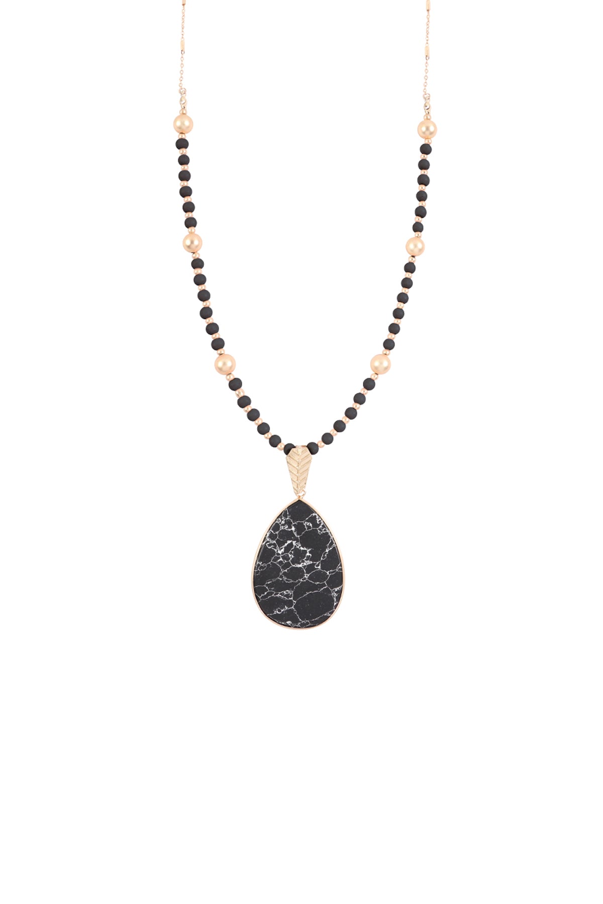 PEARSHAPE FACETED STONE PENDANT NECKLACE