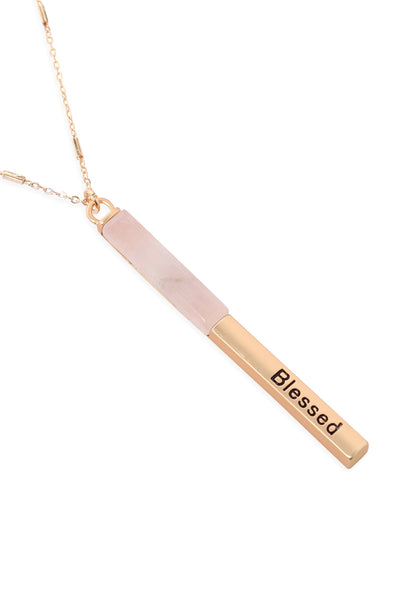BLESSED HALF METAL & STONE BAR PENDANT NECKLACE (NOW $1.25 ONLY!)