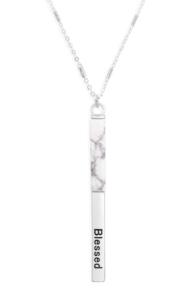 BLESSED HALF METAL & STONE BAR PENDANT NECKLACE (NOW $1.25 ONLY!)