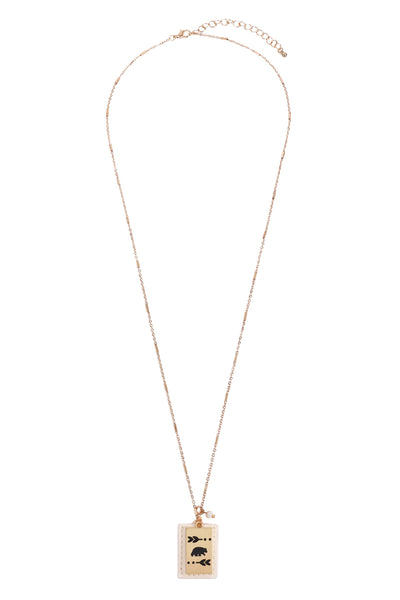 BEAR ENGRAVED PLATE POCKET NECKLACE