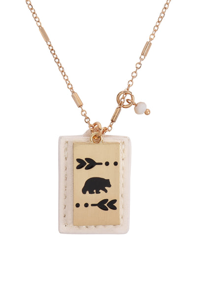 BEAR ENGRAVED PLATE POCKET NECKLACE