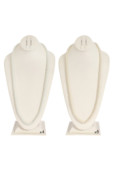 PEARL BEADS NECKLACE AND EARRINGS SET (4 SETS OF IVORY, 8 SETS OF CREAM)