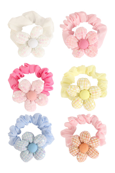 FLOWER CUTE SEQUIN PONYTAIL SCRUNCHIE HAIR ACCESSORIES