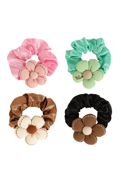FLOWER PLUSH PONYTAIL SCRUNCHIE HAIR ACCESSORIES