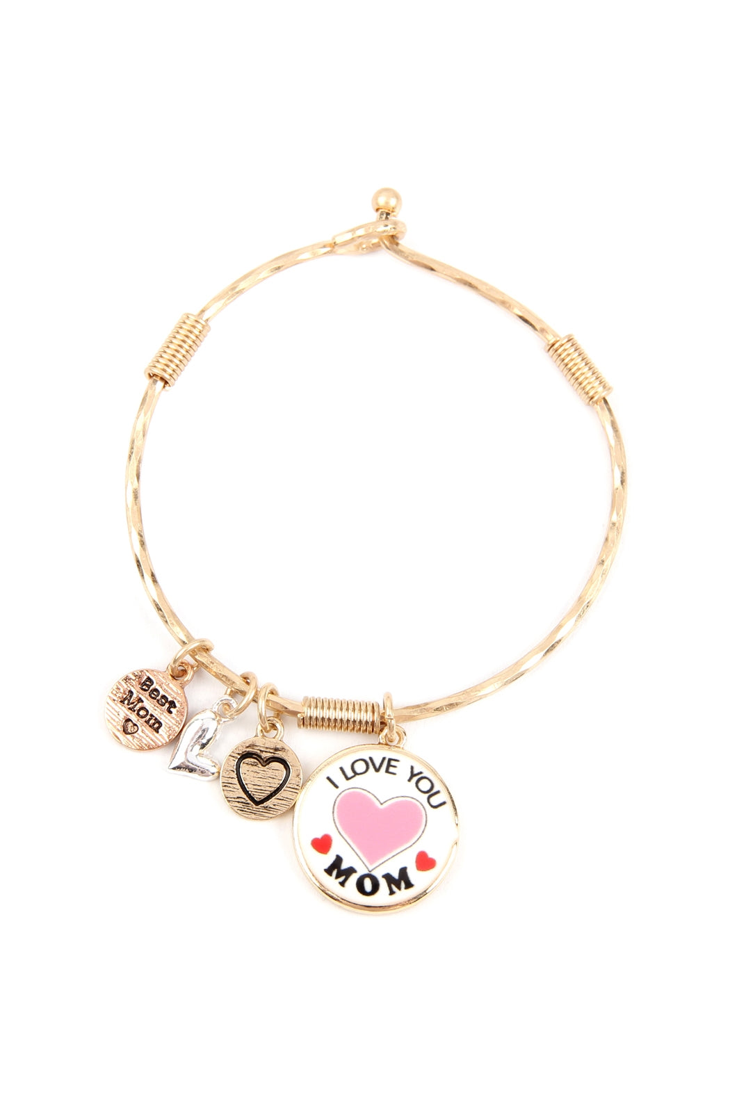 MOM ENAMEL PAINTED CHARM CUFF BRACELET