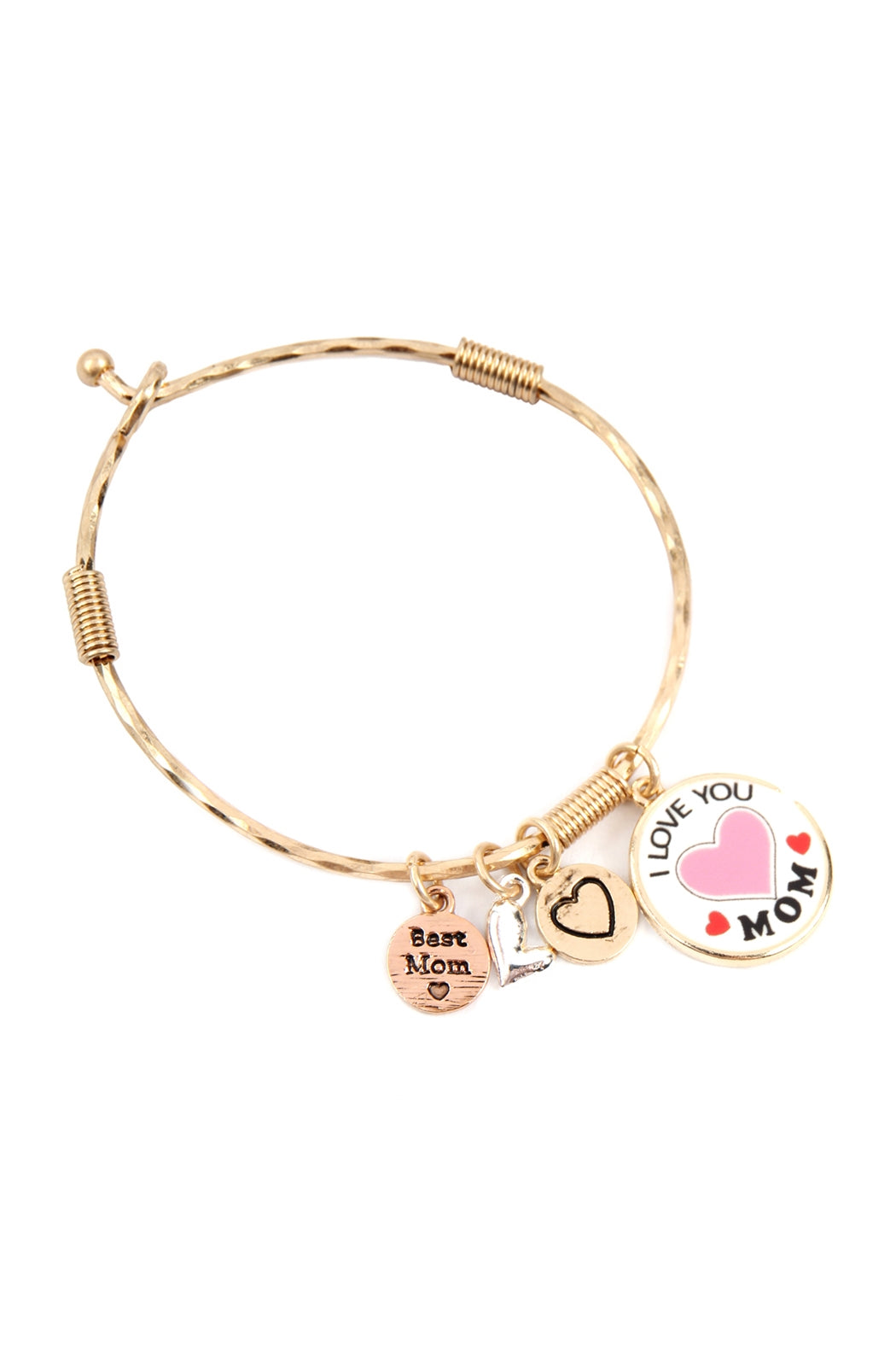 MOM ENAMEL PAINTED CHARM CUFF BRACELET