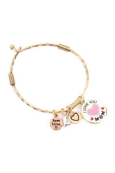 MOM ENAMEL PAINTED CHARM CUFF BRACELET