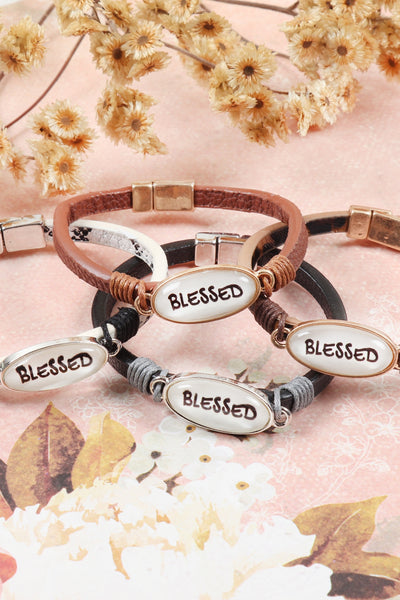 BLESSED ANIMAL PRINT LEATHER MAGNET BRACELET