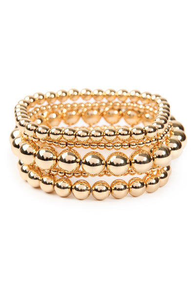 BCC CHARM GOLD BEADED BRACELET SET