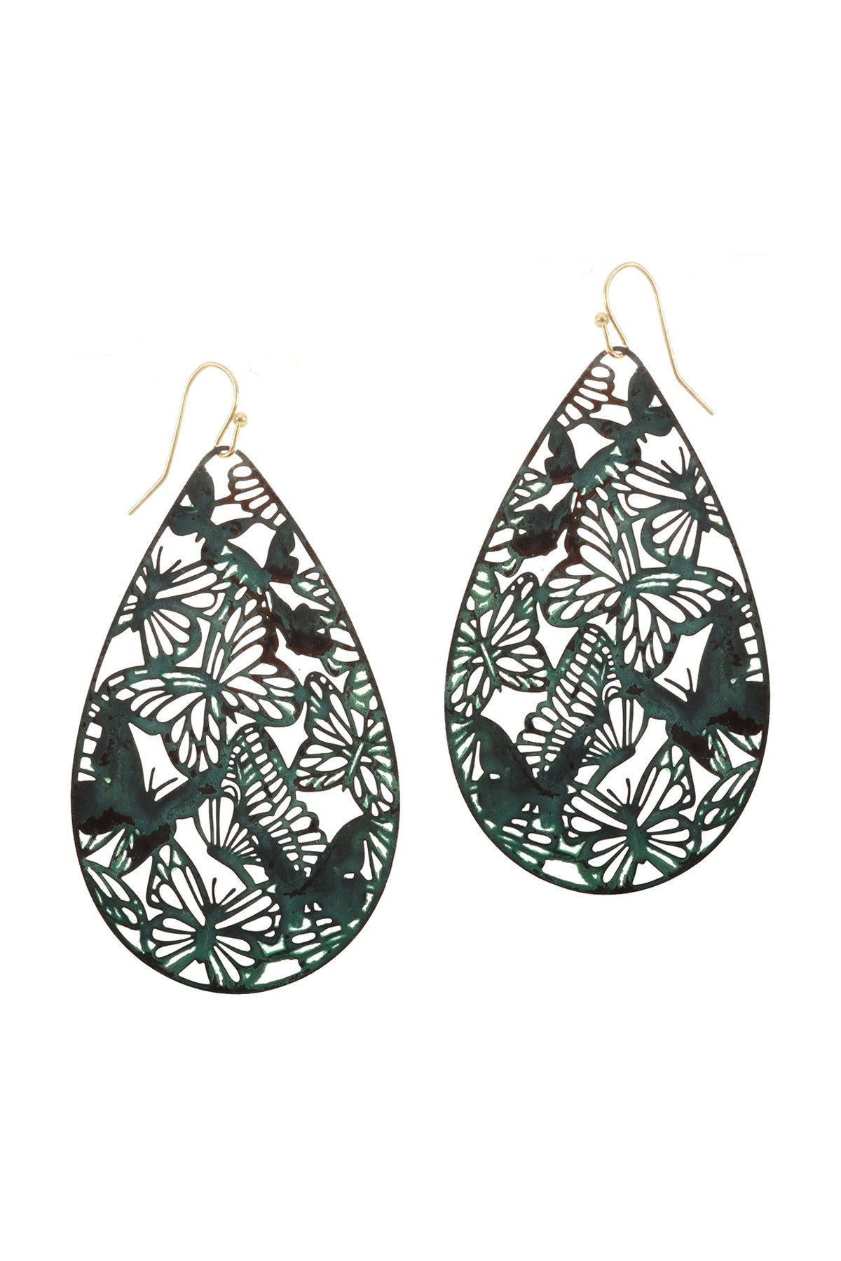 METAL FILIGREE BUTTER FLY FISH HOOK EARRINGS