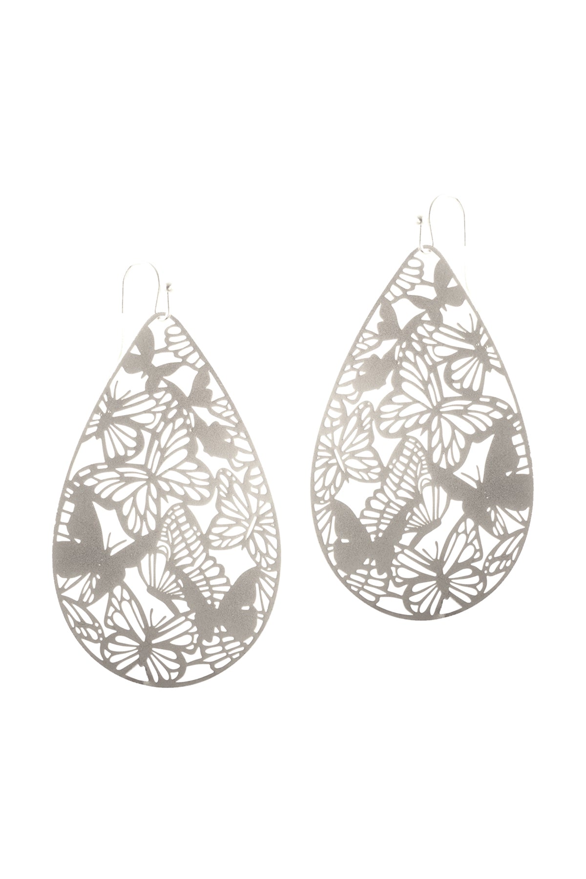 METAL FILIGREE BUTTER FLY FISH HOOK EARRINGS