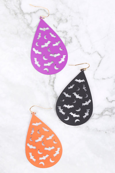 HALLOWEEN BATS FILIGREE TEARDROP EARRINGS