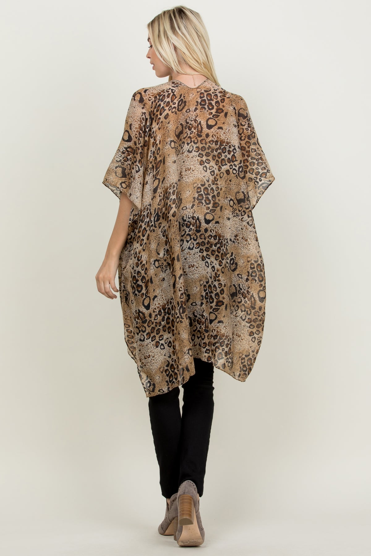 LEOPARD OPEN FRONT KIMONO/6PCS