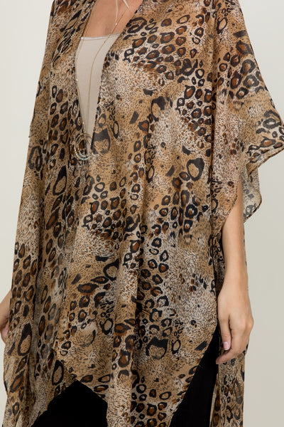LEOPARD OPEN FRONT KIMONO/6PCS