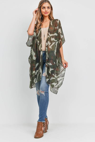 CAMOUFLAGE OPEN PRINT KIMONO