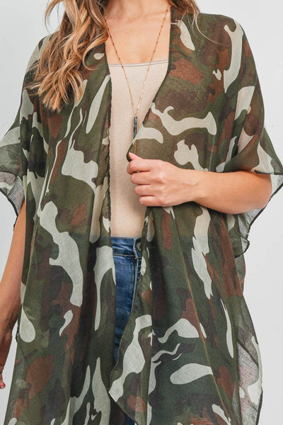 CAMOUFLAGE OPEN PRINT KIMONO