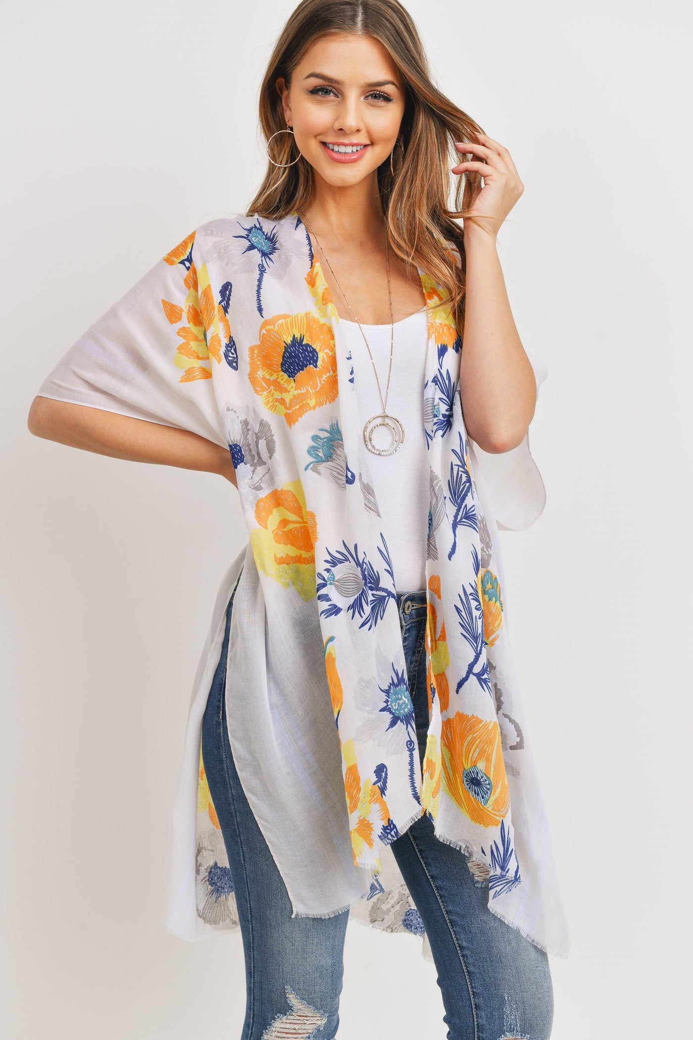 PN222X034 - SNAKE SKIN OPEN FRONT KIMONO VEST/1PC