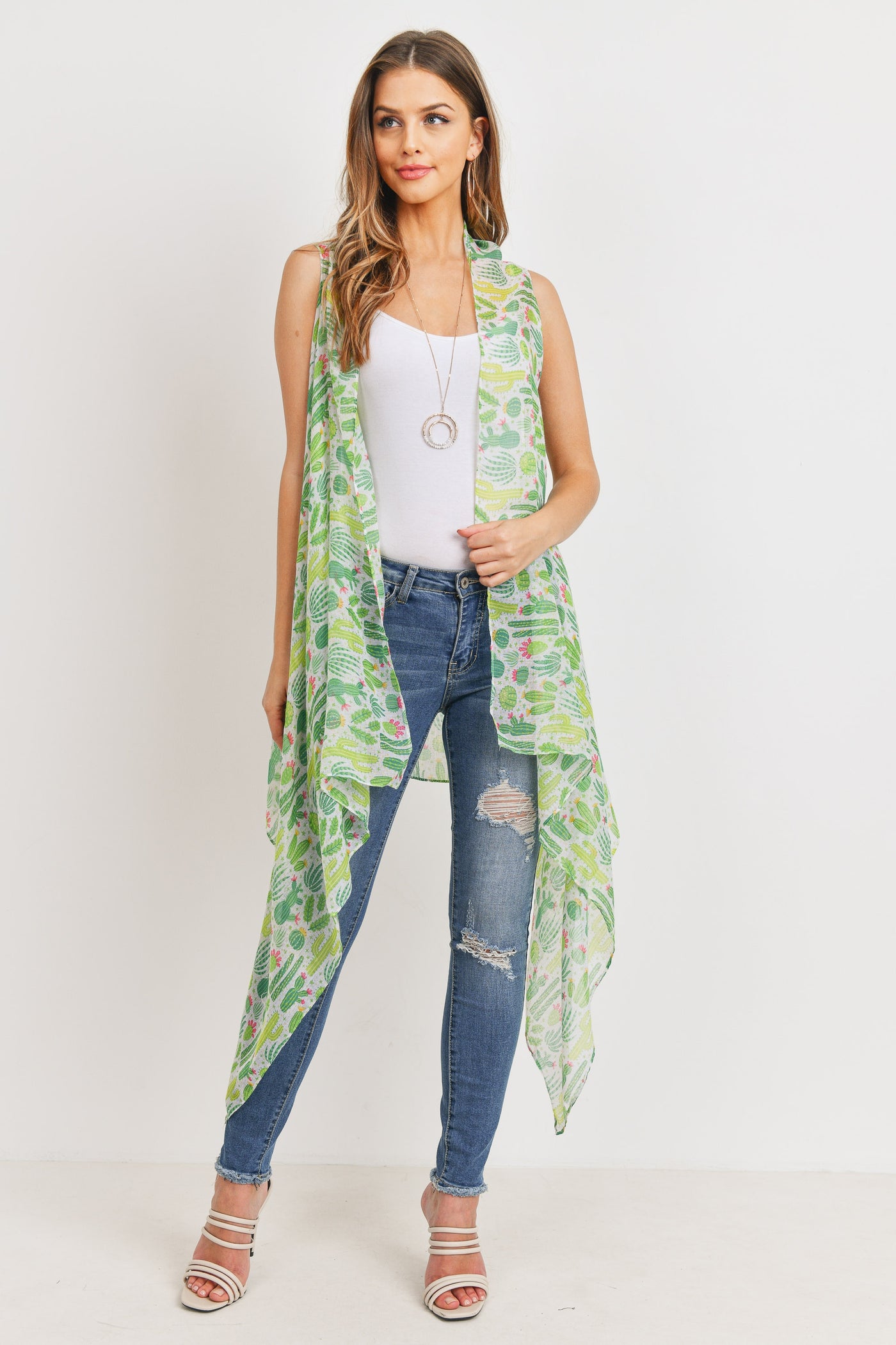 PN222X034 - SNAKE SKIN OPEN FRONT KIMONO VEST/1PC