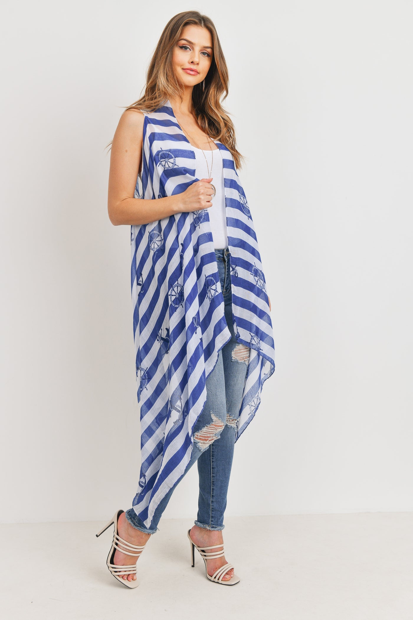 PN222X034 - SNAKE SKIN OPEN FRONT KIMONO VEST/1PC