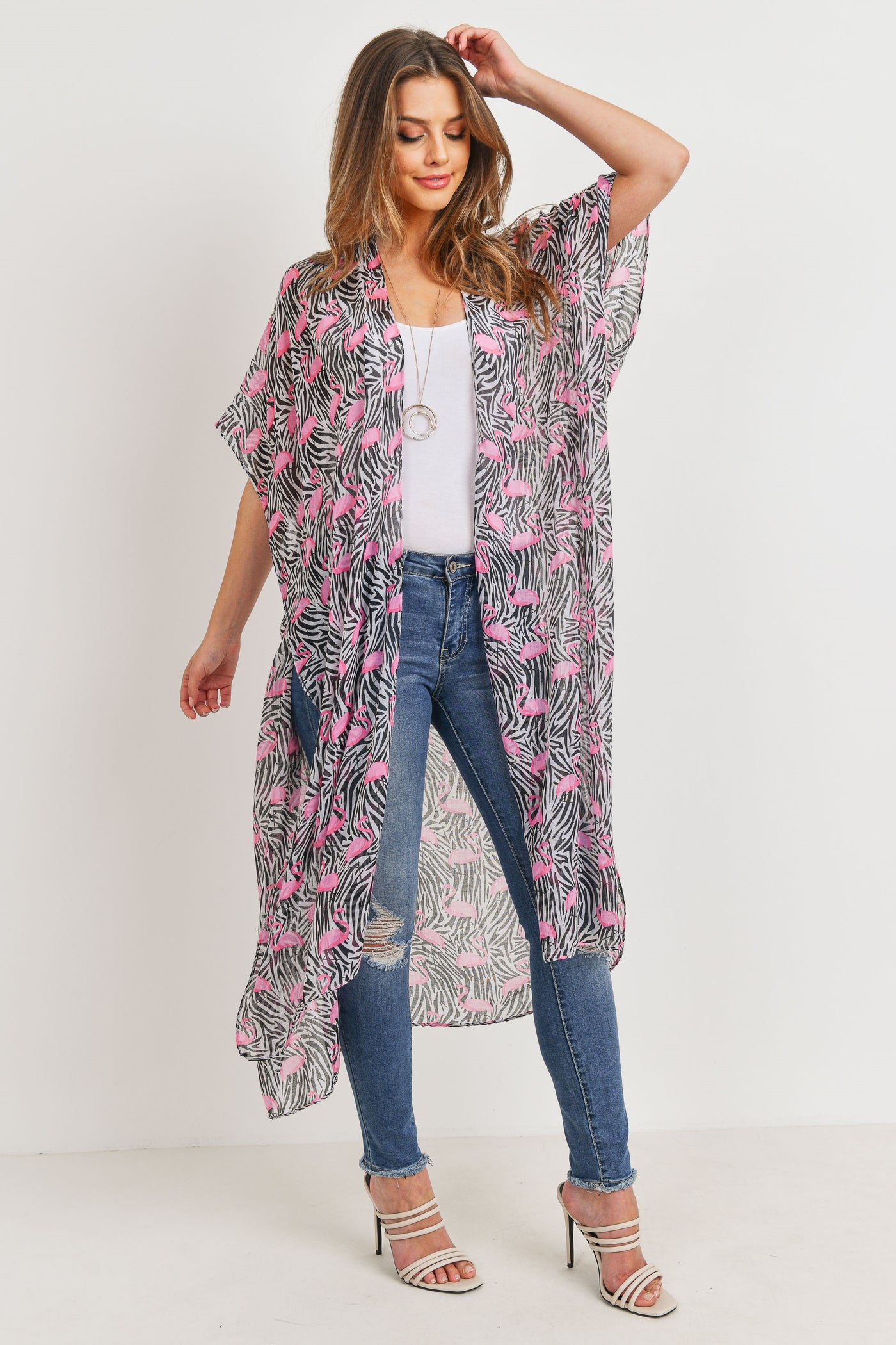 PN222X034 - SNAKE SKIN OPEN FRONT KIMONO VEST/1PC