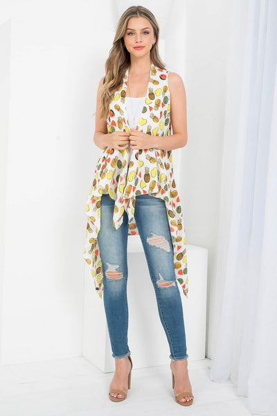 BLUE DYED OPEN FRONT KIMONO VEST