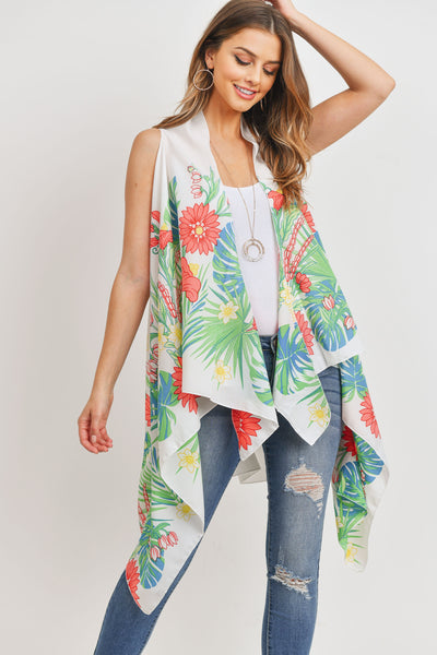 BLUE DYED OPEN FRONT KIMONO VEST