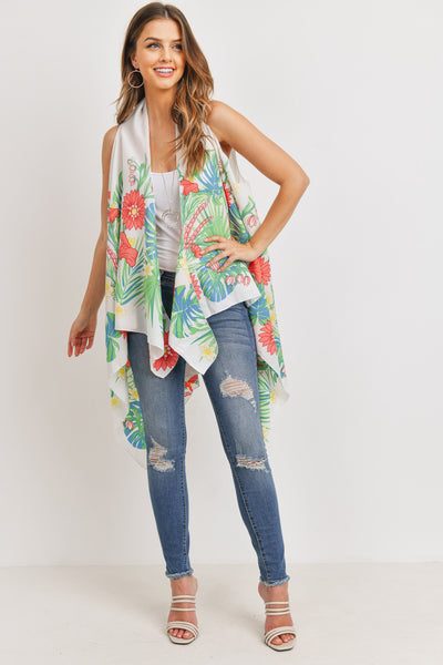BLUE DYED OPEN FRONT KIMONO VEST