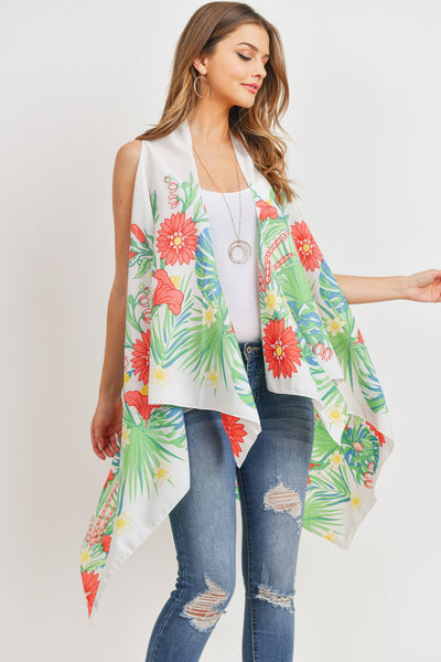 BLUE DYED OPEN FRONT KIMONO VEST